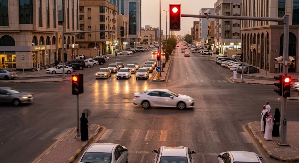 A car is crossing the red light signal.
