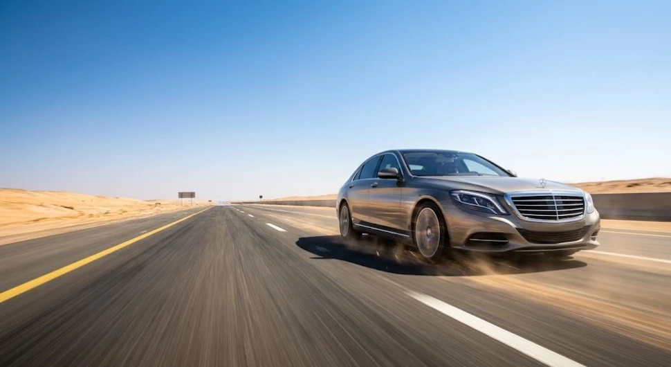 A car is exceeding the speed limits on highway